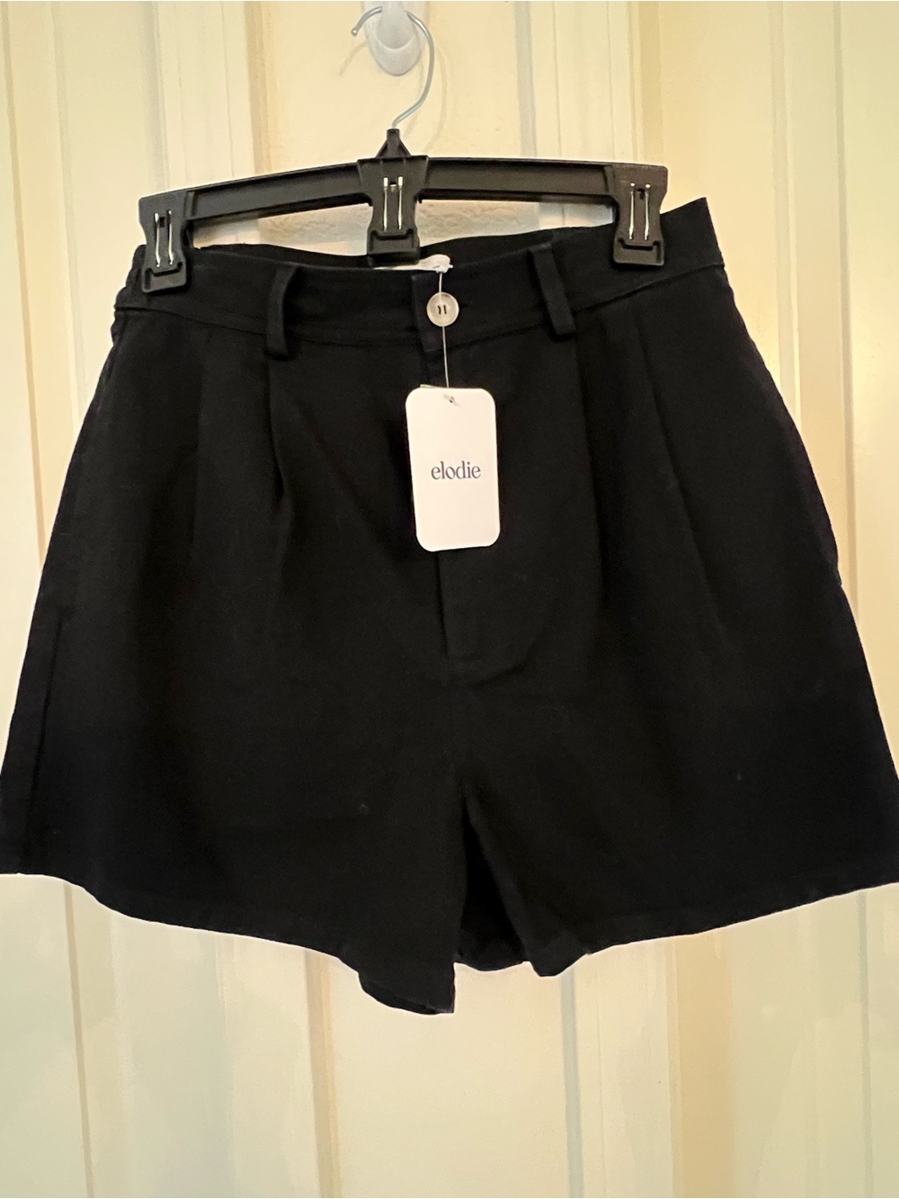 Elodie Women's Black High-Waist Tailored Shorts with Belt Loops